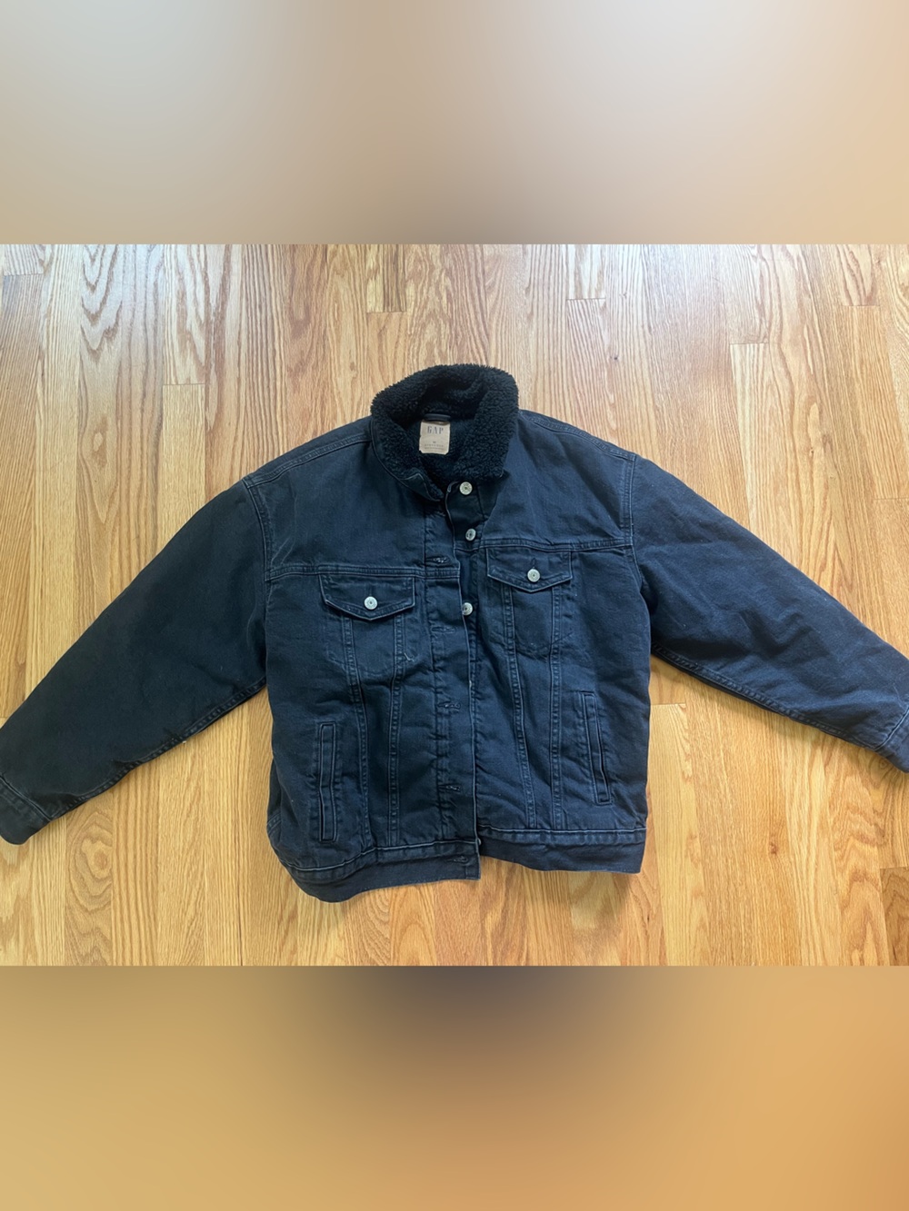 GAP Black Sherpa Denim Jacket NWT